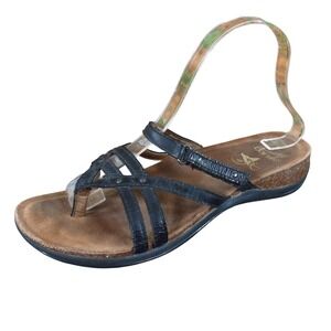 Dansko Jenelle Women Thong Sandal Size 40 Walking Comfort Black Leather Slide
